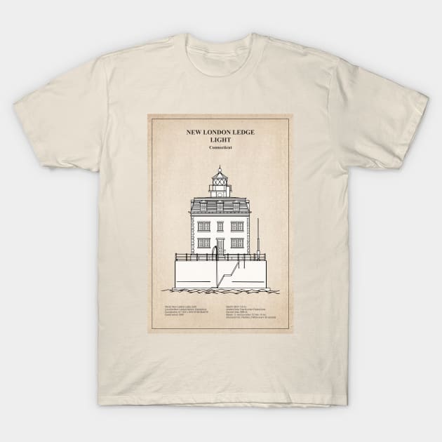 New London Ledge Lighthouse - Connecticut - SBD T-Shirt by SPJE Illustration Photography